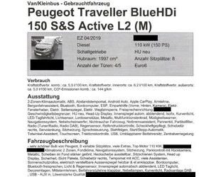 Peugeot Peugeot Traveller BlueHDi 150 S&S 6-Gang Active L2 Gebrauchtwagen