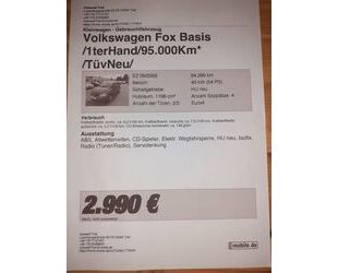 VW Volkswagen Fox 1,2 Standard Gebrauchtwagen