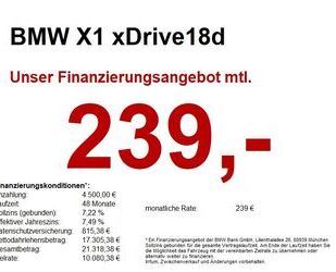 BMW BMW X1 xDrive18d xLine LED NAVI AHK RFK DAB PARKAS Gebrauchtwagen