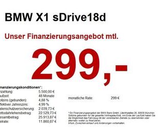 BMW BMW X1 sDrive18d Advantage NAVIPLUS HUD PARKASSIST Gebrauchtwagen